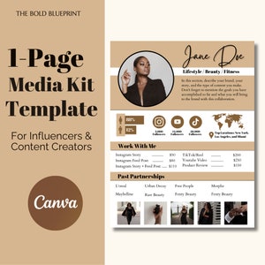 Influencer Canva Media Kit Template | Neutral Content Creator Media Kit | Influencer Rate Sheet Template | TikTok Instagram Youtube