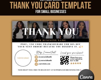 Editable Thank You Card Canva Template: Small Business Packaging (DIY)
