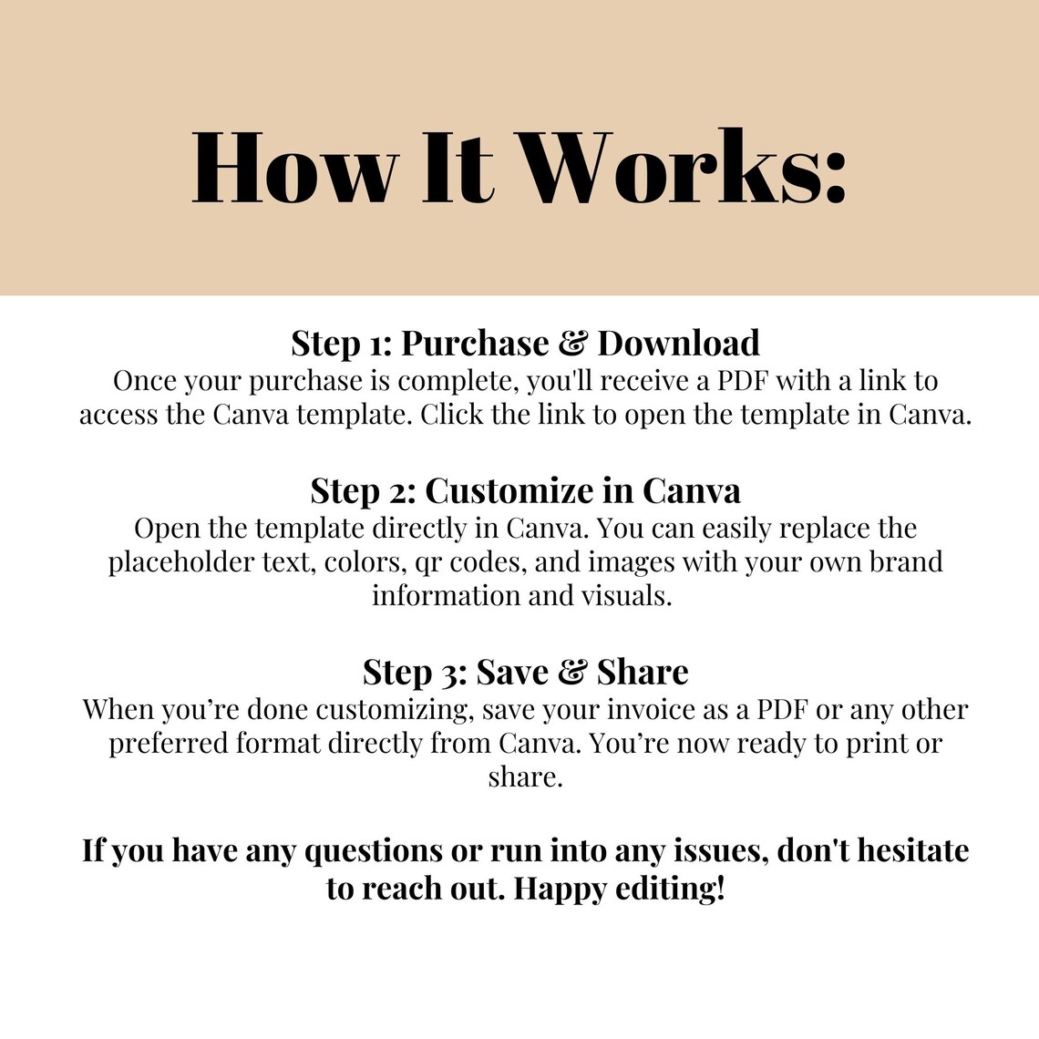 Editable Invoice Template for Small Business | Customizable Tan Canva ...