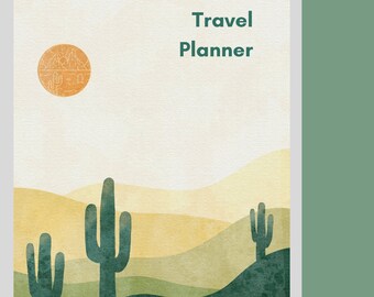 Desert Cactus Travel Planner | Vacation Planner |  Travel Checklist | A4 size| Printable Planner INSTANT download PDF