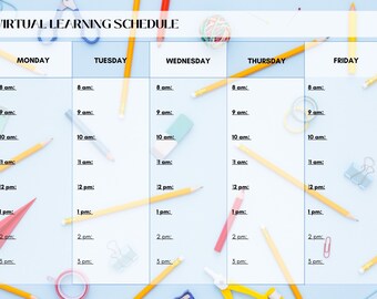 Printable Editable Daily Schedule | Homeschool Daily Routine| Distance Learning Schedule | Kids Daily Routine | Instant Download