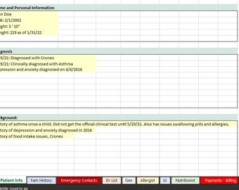 Detailed Personal Medical Workbook | Medical Planner | Healthcare Planner | Doctor Visits | Medication Tracker | Excel Workbook