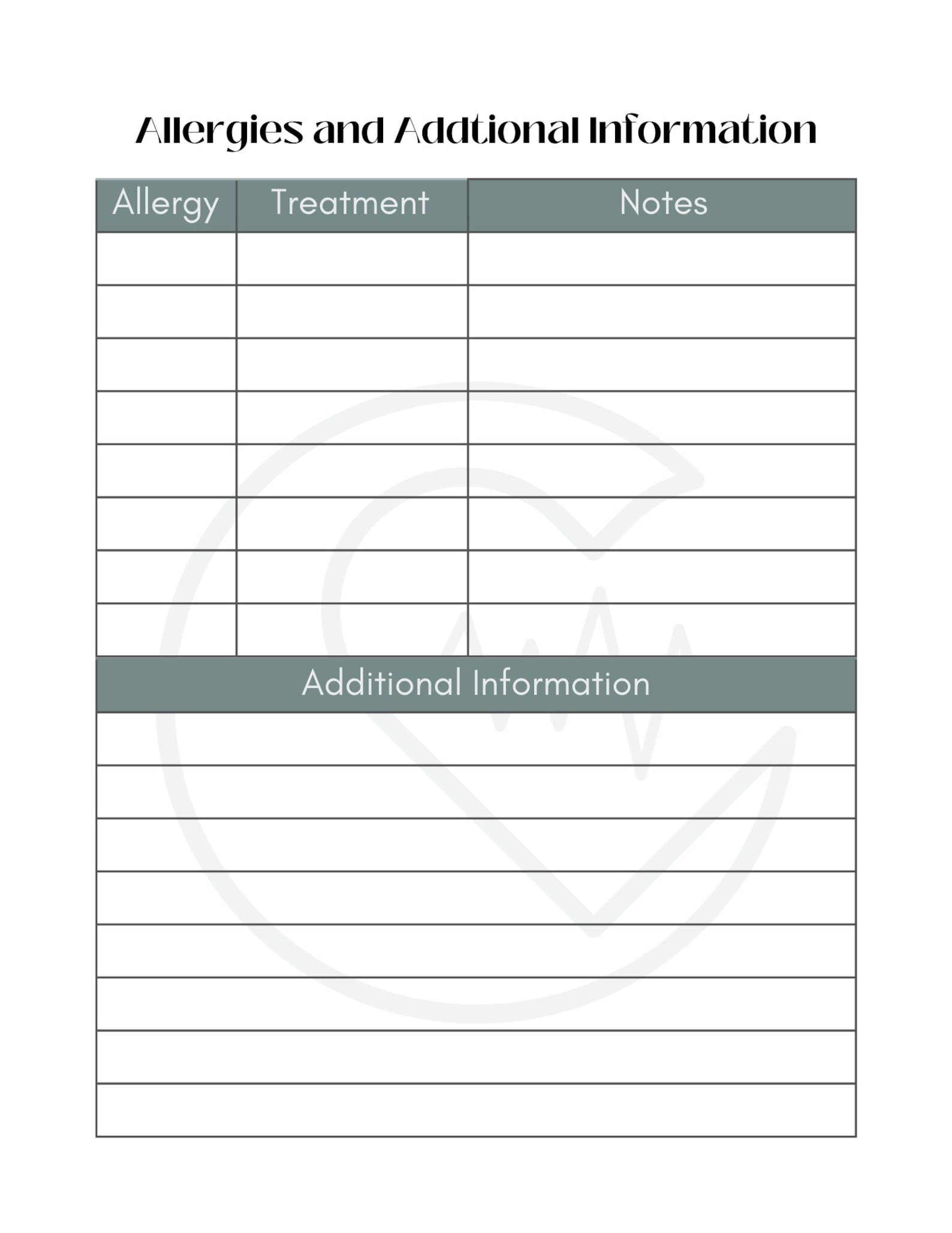 Printable Medical History | Medical Information | Family History Chart ...