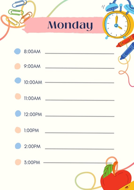 Printable Editable Weekly Schedule Simple School and | Etsy