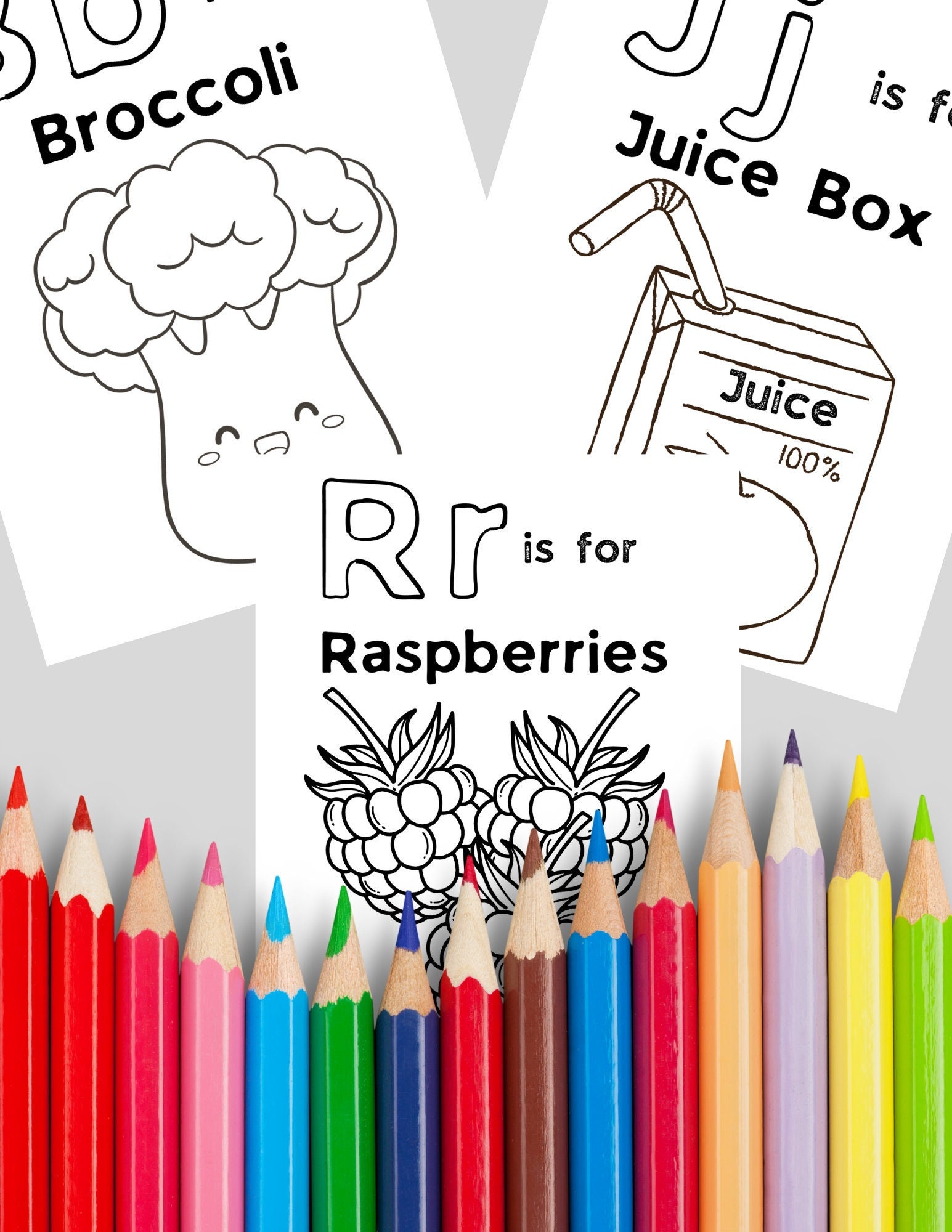 Foodie Abc's Coloring Pages Food Abc's Coloring - Etsy