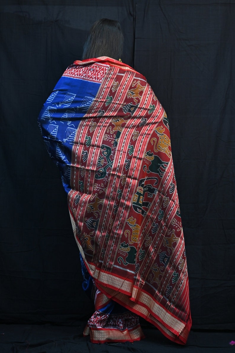 Blue Red Kite Odisha Ikat Sambalpuri Silk Saree-odisha Weaves - Etsy
