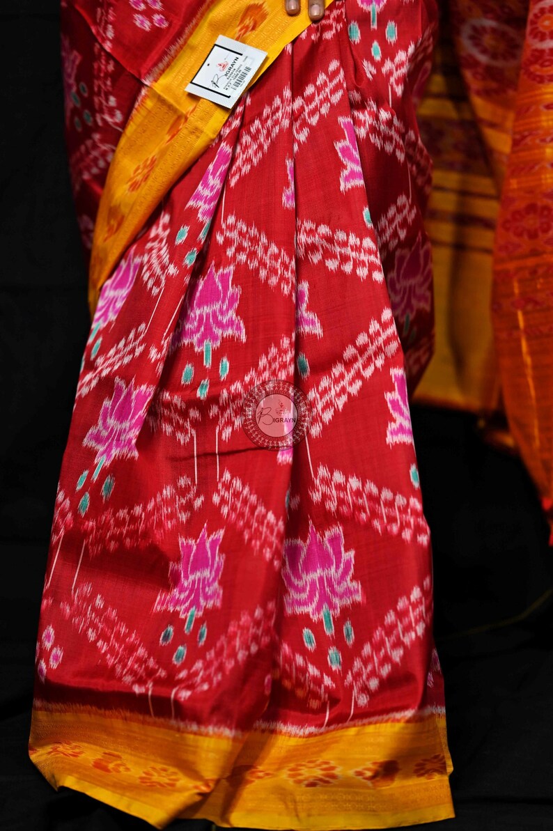 Maroon Yellow Pink Lotus Odisha Sambalpuri Silk Saree-odisha Weaves - Etsy