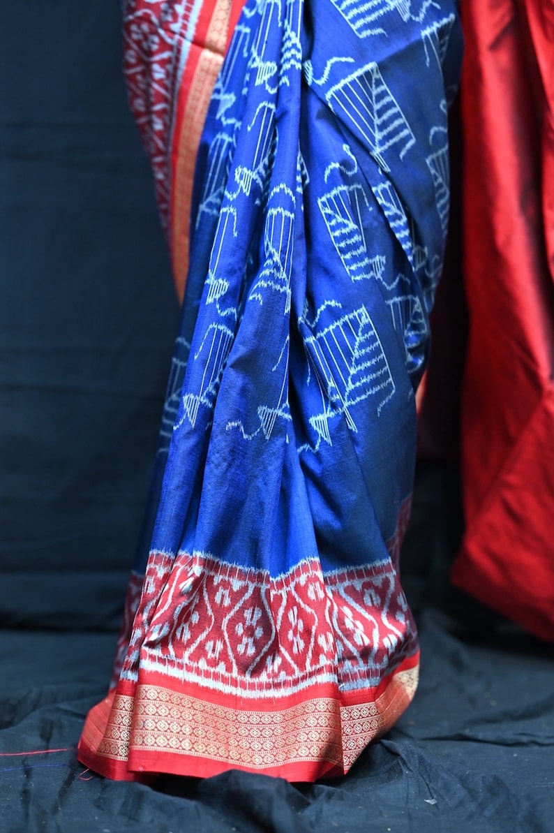 Blue Red Kite Odisha Ikat Sambalpuri Silk Saree-odisha Weaves - Etsy