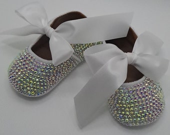 Custom Blinged Mary Jane Shoes - First Shoes for Baby - Perfect for Baby Shower Gift, Christening, Pageant, or Baby's First Pictures