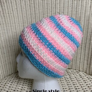 Trans Pride Crochet Beanie