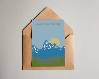 PRINTABLE DIGITAL DOWNLOAD: Glacier National Park postcard, digital download postcard