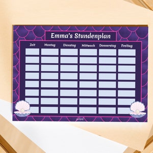 Personalized timetable | Gift for girls | Pearl Diving Bear | Ergobag | Pink | Purple | Digital download PDF | No waiting time!