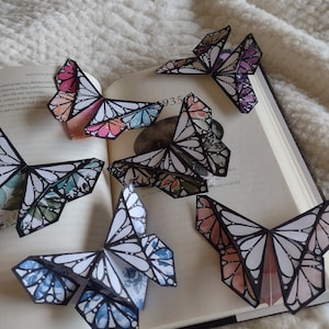 Paper Origami Butterfly Corner Bookmark ~ Choose your own design ~ Gift for readers