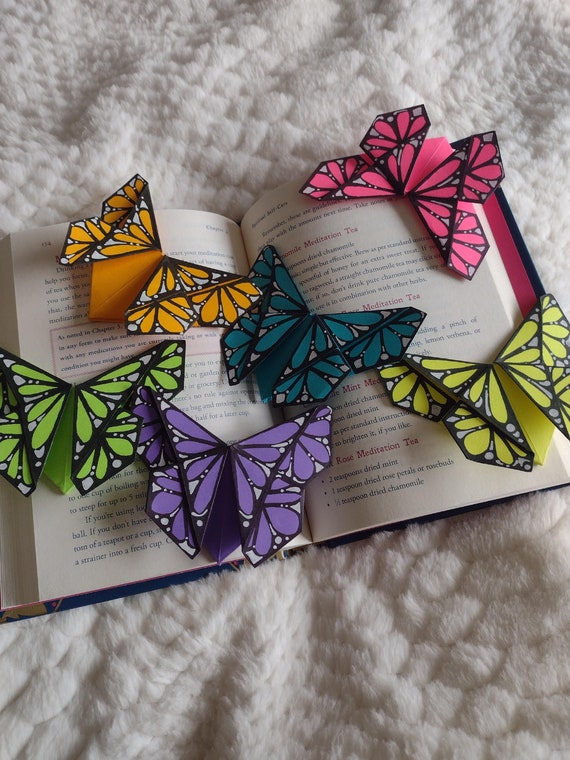 Paper Origami Butterfly Corner Bookmark Astrobrights Series Etsy
