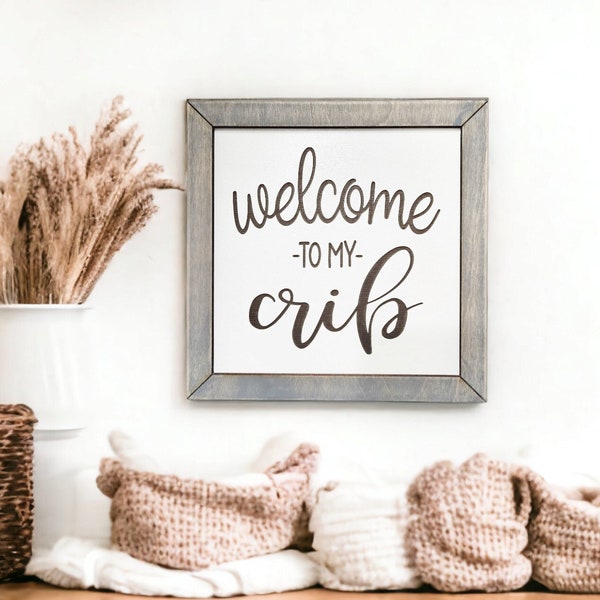 Welcome To My Crib, Square Wooden Kids Sign, Boho Nursery Sign, Nursery Wall Decor, Nursery Signs, Boho Nursery, Baby Room Decor, Shelf Sign