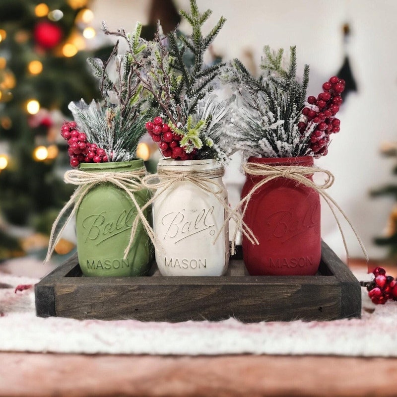 Mason Jar Centerpiece Christmas - Etsy