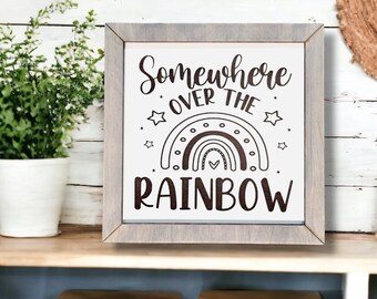 Somewhere Over The Rainbow, Little Girls Sign, Nursery Signs, Girl Nursery, Square Kid Signs, Boho Nursery, Nursery Wall Decor, Shelf Signs