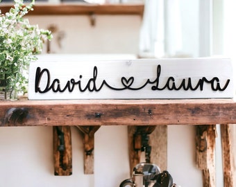 Personalized Stacked Wooden Love Sign, Boho Wood Sign, Boho Mantle Decor, Free Standing Sign, 1x4 Wooden Sign, Rustic Farmhouse Cursive Sign