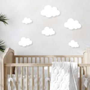 Baby Nursery Clouds, Wooden Cloud Sign Set, Nursery Cloud Signs, Modern Baby Room Wall Decor, Wall Clouds, Nursery Wall Art, Nursery Accents image 2