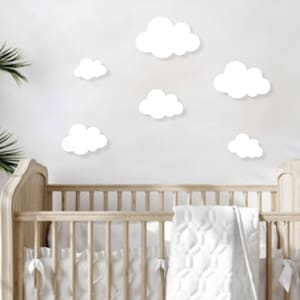 Baby Nursery Clouds, Wooden Cloud Sign Set, Nursery Cloud Signs, Modern Baby Room Wall Decor, Wall Clouds, Nursery Wall Art, Nursery Accents