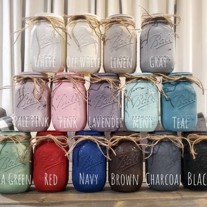 Chalk Painted Mason Jars, Multi Size, Multi Colored, Distressed Ball Jars With Twine, Bulk Decorative Mason Jars,Farmhouse Table Centerpiece