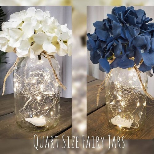 Mason Jar With Lights Fairy Lights Wedding Centerpiece Etsy