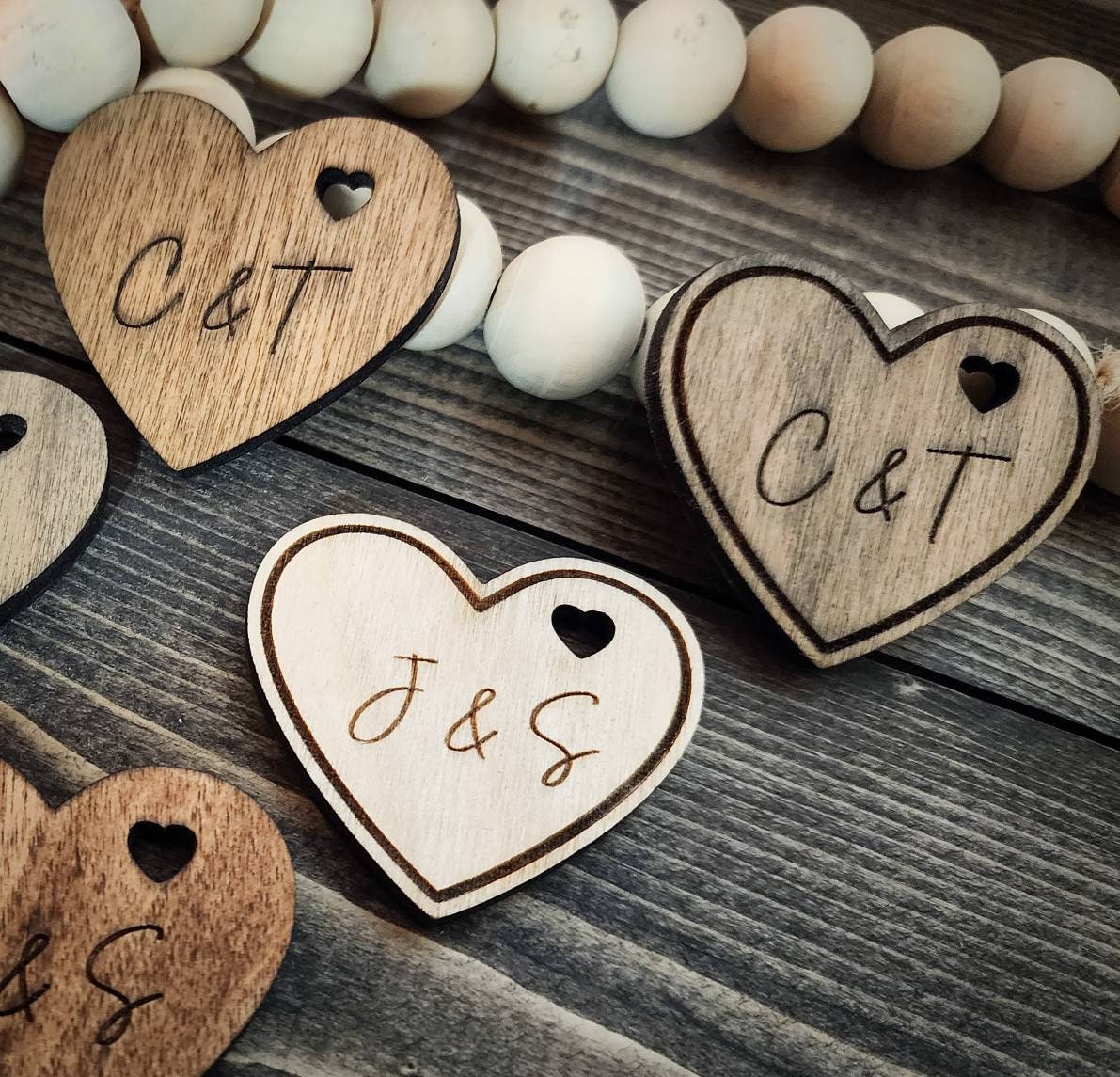 Wooden Heart Inital Wedding Table Confetti Wedding Table Scatter Rustic Wedding DecorWood Wedding ConfettiLove