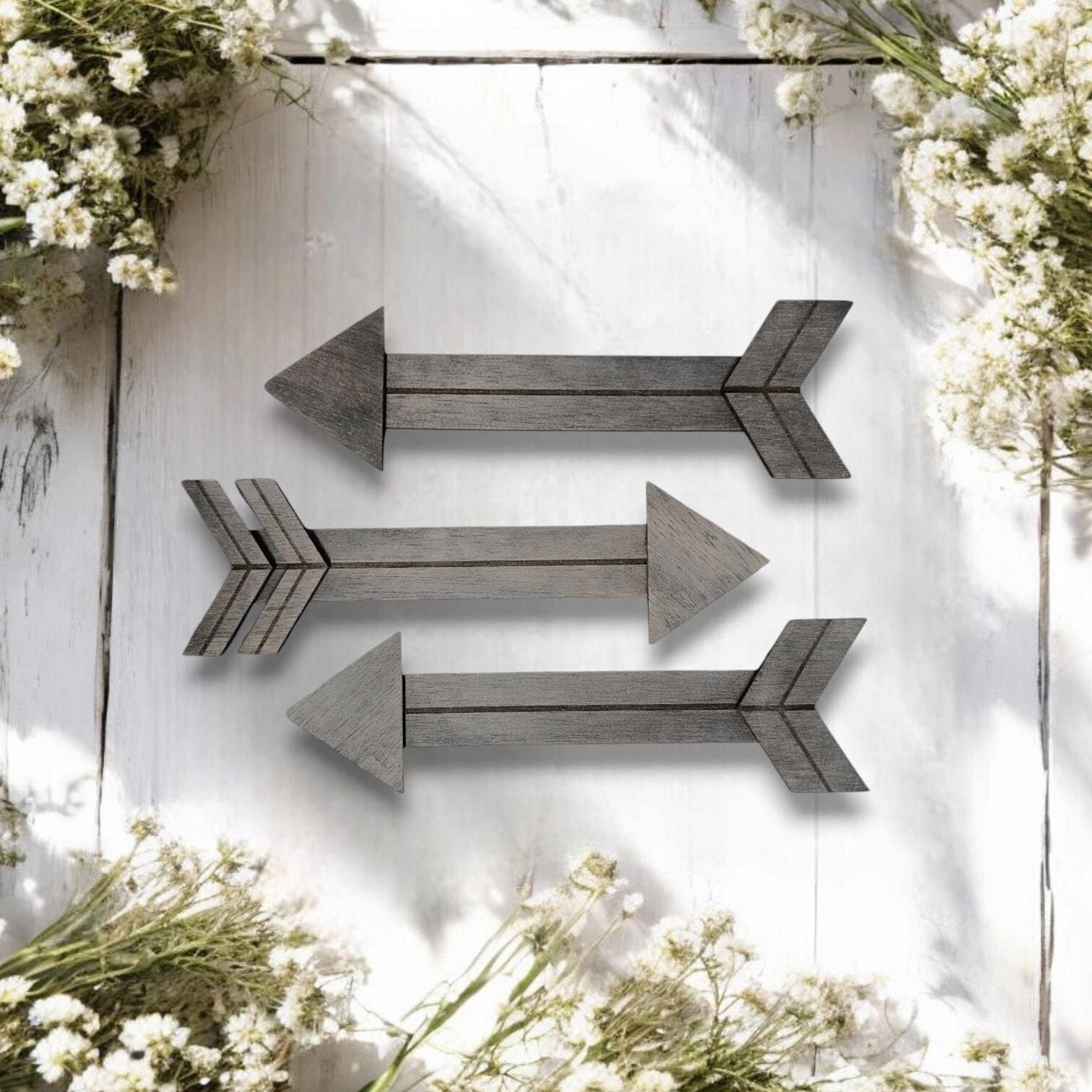Vintage Arrow Sign Set, Rustic Wooden Arrows, Arrow Wall Decor