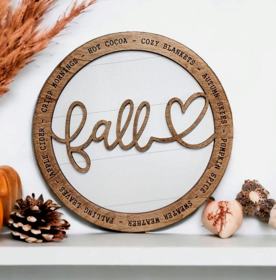 Round Engraved Fall Sign, Farmhouse Fall Sign, Fall Home Accent ...