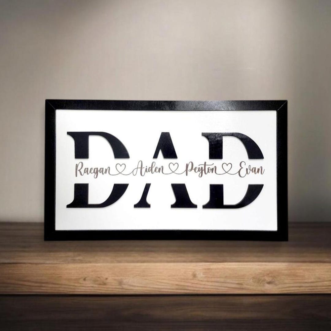 Father Figure Sign Custom Wooden Dad Sign With Kids Names, Fathers Day Signs, Gifts for ...