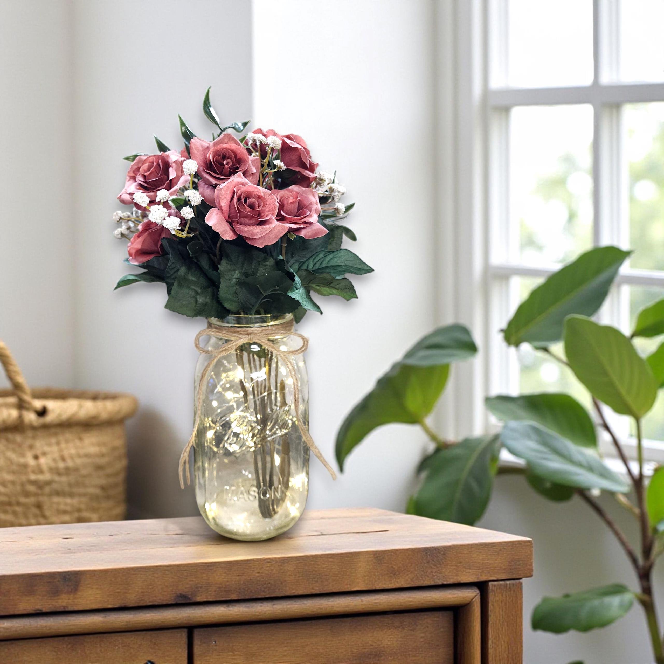 Mauve Roses Eucalyptus Arrangement