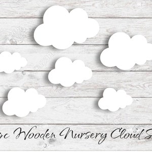 Baby Nursery Clouds, Wooden Cloud Sign Set, Nursery Cloud Signs, Modern Baby Room Wall Decor, Wall Clouds, Nursery Wall Art, Nursery Accents image 1