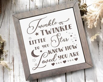 Twinkle Twinkle Little Star Sign, Twinkle Little Star Wall Art, Engraved Nursery Rhyme Sign, Nursery Wall Decor, Nursery Signs, Boho Nursery
