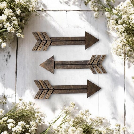 Wooden Arrow Sign Set, Vintage Arrows, Wood Arrow Wall Art, Rustic