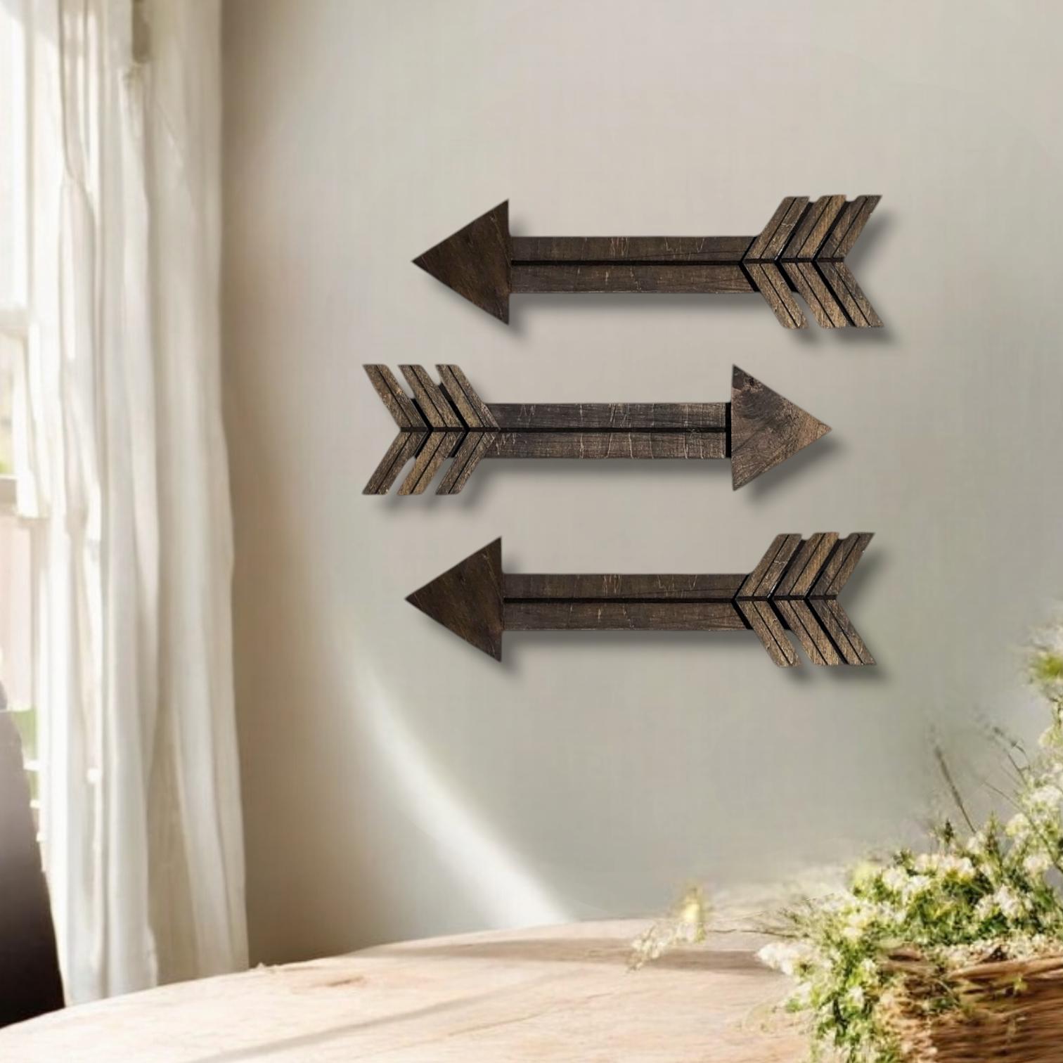 Wooden Arrow Sign Set, Vintage Arrows, Wood Arrow Wall Art, Rustic
