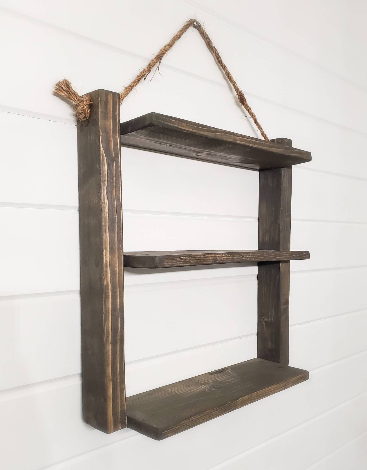 Rustic Wooden 3 Tier Hanging Shelf Farmhouse/country Wall Etsy