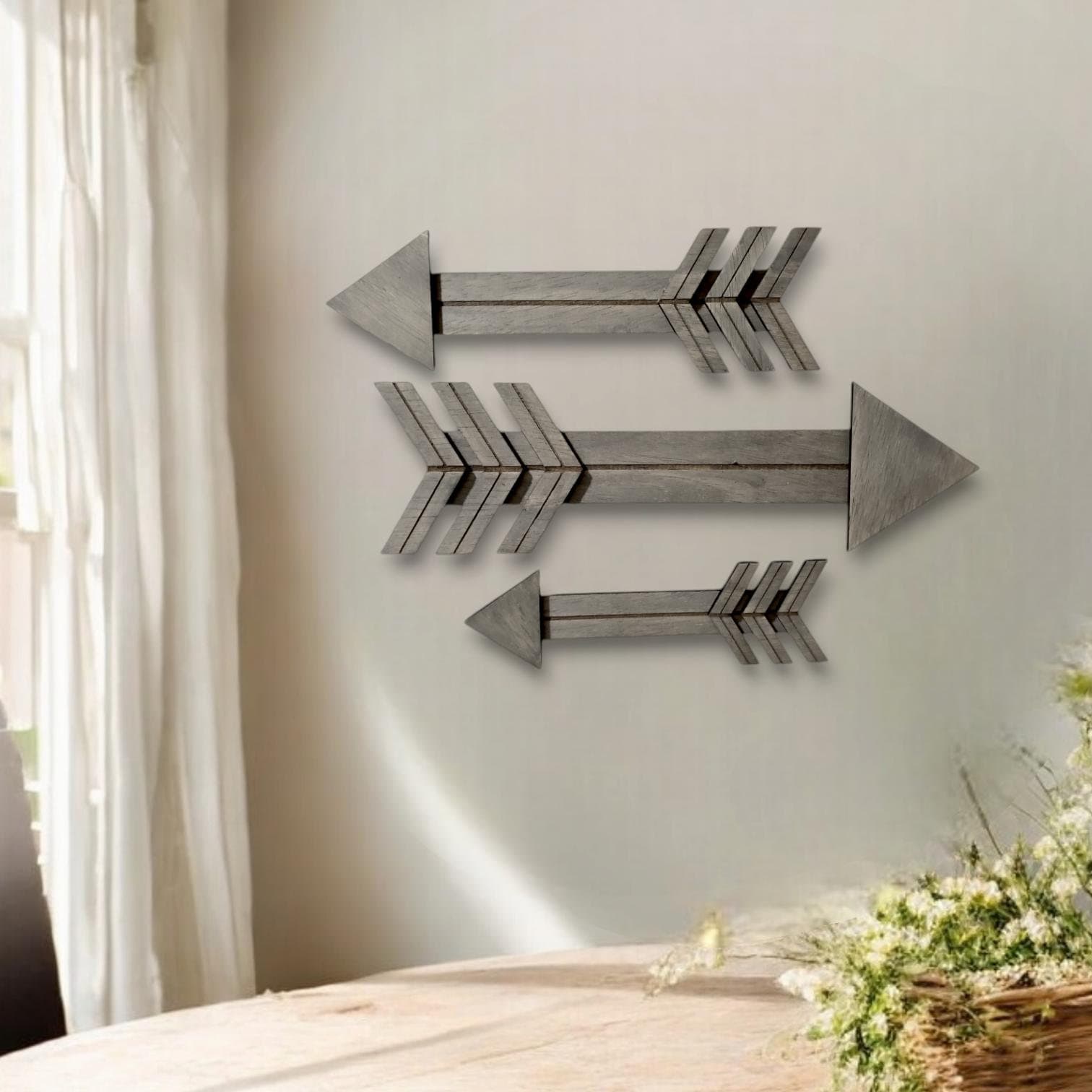 Wooden Arrow Sign Set, Vintage Arrows, Rustic Wall Art, Wood Arrow