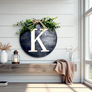 Engraved Pallet Initial Wood Sign, Monogram Initial Sign Round, Last Name Initial Decor, Rustic Farmhouse  Home Decor, Custom Wedding Gift