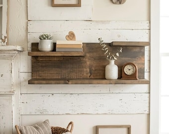 Wooden 3 Ledge Rustic Shelf, 3 Tier Decorative Shelf/Wall Display, Wooden Wall Hung Accent Shelf, Farmhouse Chic/Country/Rustic Wall Decor