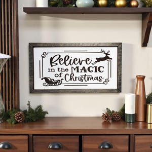 Believe In The Magic Of Christmas, Engraved Wood Sign, Vintage Farmhouse, Christmas Sign, Holiday Home Decor, Wood Wall Art, Accent Piece