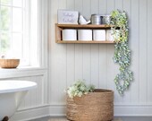 Rustic Wooden Floating Shelf, Modern Farmhouse Style, Rectangular, Bathroom Storage, Wall Organizer, Toilet Paper Shelf, Craft Room Storage