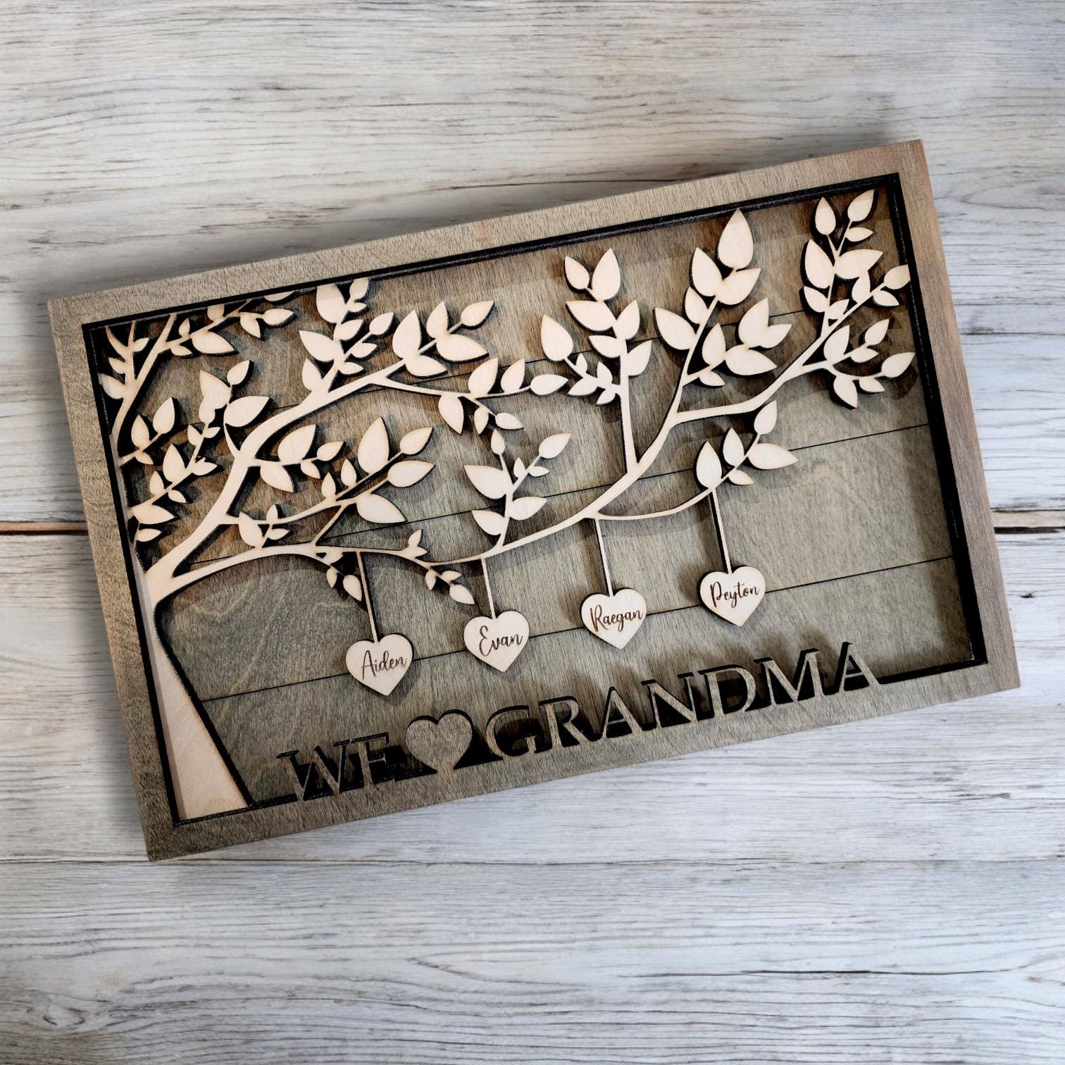 Personalized Family Tree, Custom Wooden Sign for Mom, Family Tree Sign ...