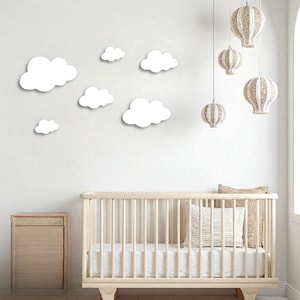 3D Printed, Cloud Sign Set, 6 Hanging Wall Clouds, Cloud Decor, Modern/Boho, Nursery Wall Decor, Celestial Wall Art, Kids & Baby Room Decor