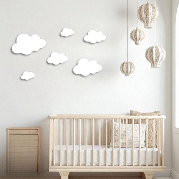 3D Printed, Cloud Sign Set, 6 Hanging Wall Clouds, Cloud Decor, Modern/Boho, Nursery Wall Decor, Celestial Wall Art, Kids & Baby Room Decor