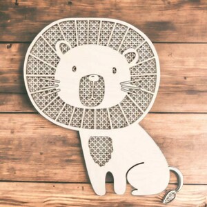Boho Baby Lion, Baby Lion Sign, Cane Rattan Lion, Wicker Animal Cut Out, Boho Nursery Wall Decor, Baby Shower Sign, Kids Boho Birthday Decor
