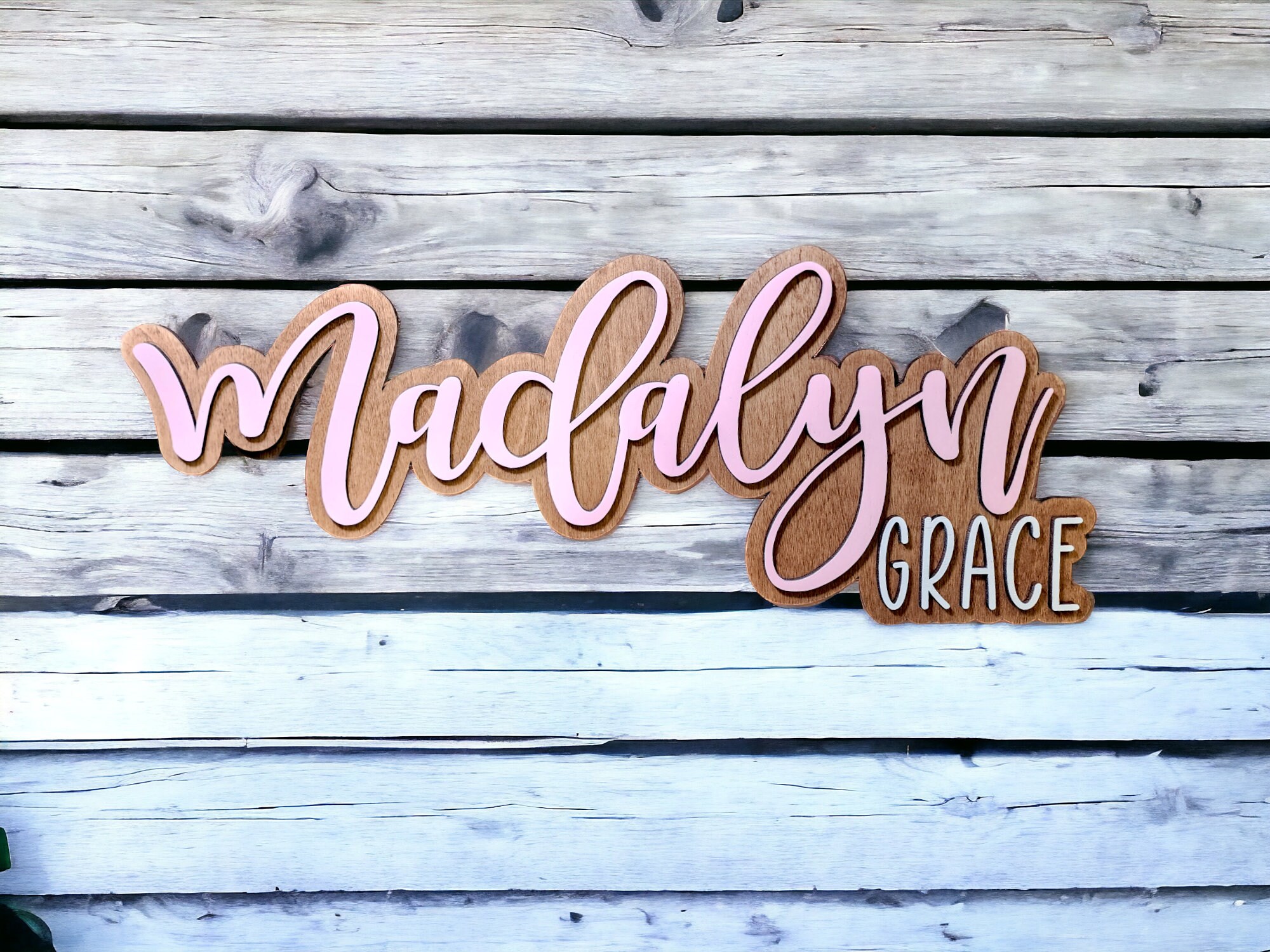 Name Sign Cursive 3D Wooden Name Sign, Custom Kid Signs, Cursive Name Plaque ...