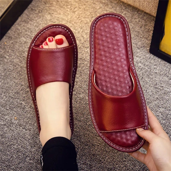 stylish leather slippers