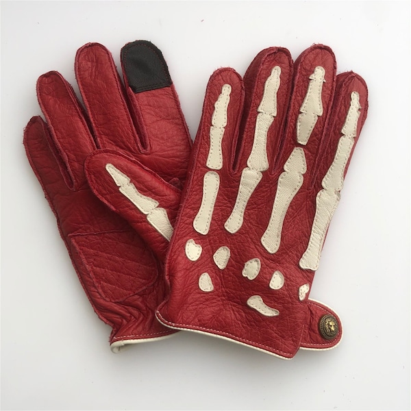 Real deerskin Halloween bike riding leather touch screen gloves