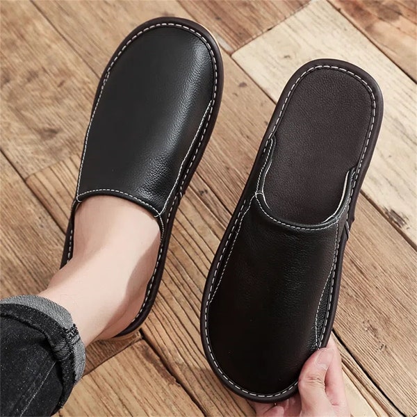 stylish leather slippers