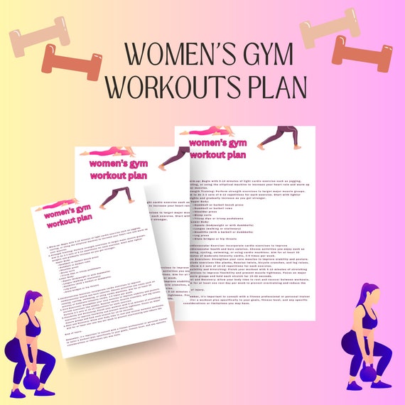 Women s Gym Workout Plan Workout Plan Weight Loss Plan Easy Weight Loss Plan Etsy